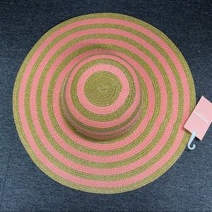 Juicy‎ Couture Pink Tan Stripped Straw Floppy Hat NWT